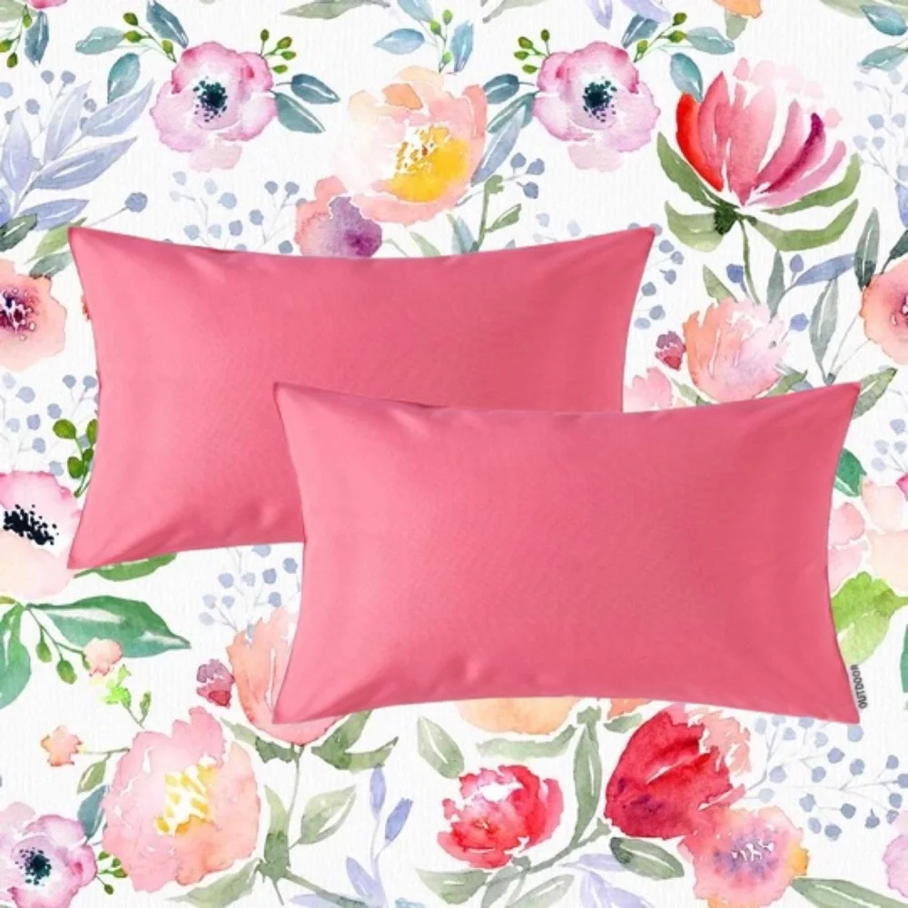 Luxury Home | Chic Pink Outdoor Water Resistant Lumbar Throw Pillow Covers
